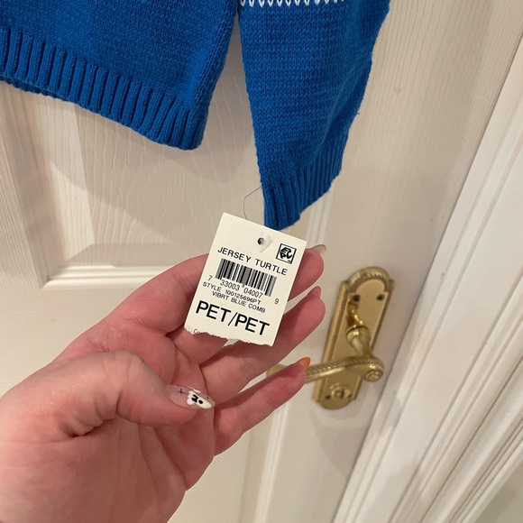 Karen Scott Blue/White turtle neck sweater - Picture 4 of 4